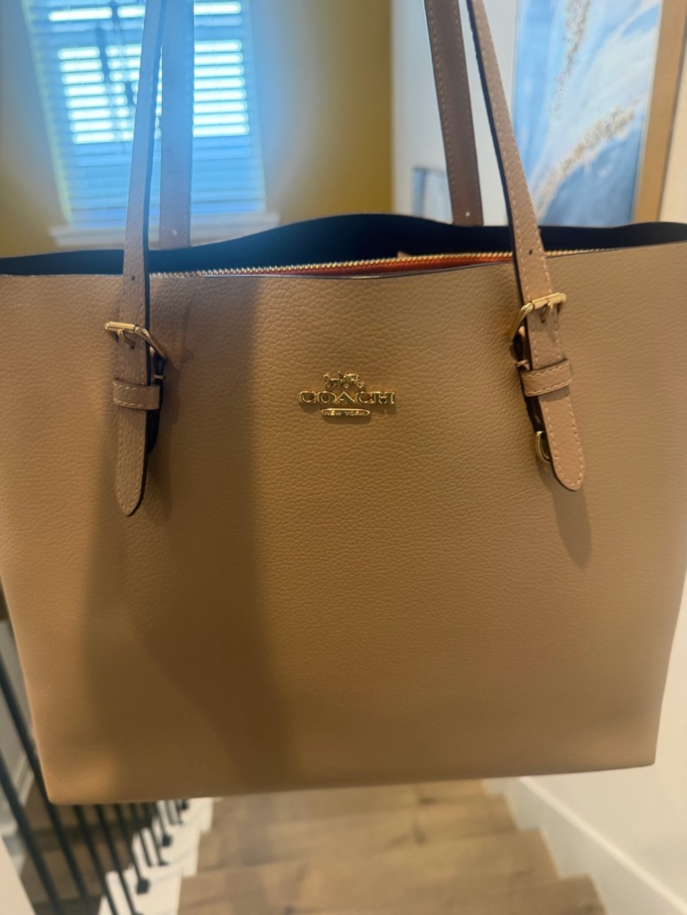 Coach Taupe Tote with Gold Logo Hardware